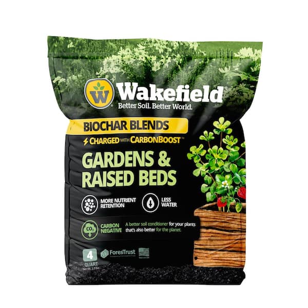 Biochar Blend with CarbonBoost for Gardens and Raised Beds, Soil Amendment-4 qt. Bags