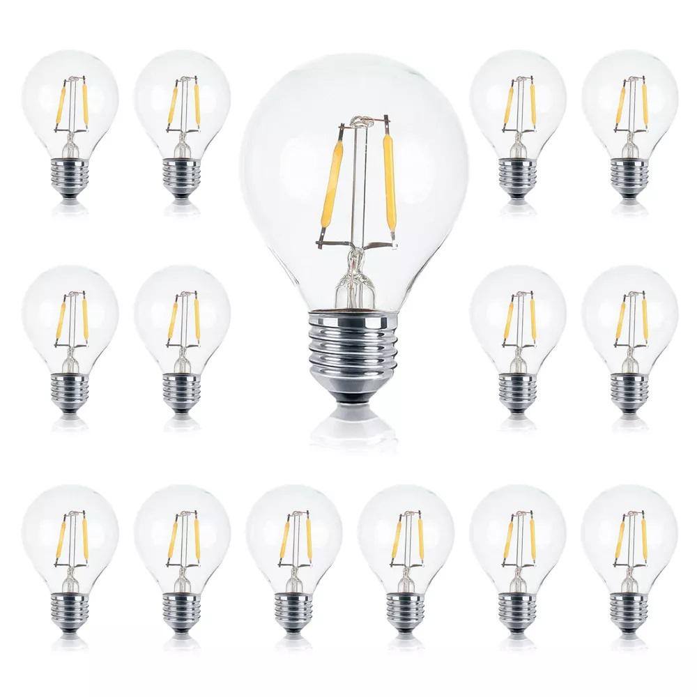 15-Pack Clear Glass Edison-Style Dimmable LED Light Bulbs