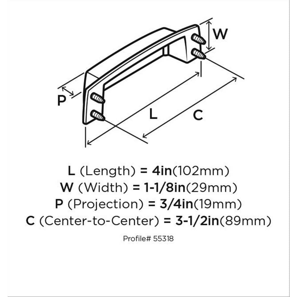 Satin Nickel Brushed Cup Pull with Mounting Hardware