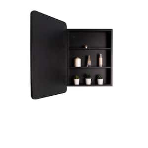20 in. W x 28 in. H Medium Rectangular Black Metal Recessed/Surface Mount Medicine Cabinet with Mirror & Single Door