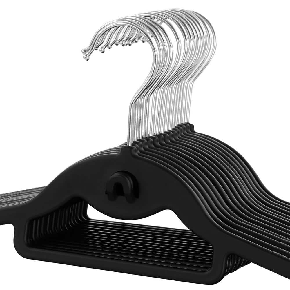 Black Rubber Non-Slip Hanger Set with Swivel Hook, 30 Pieces