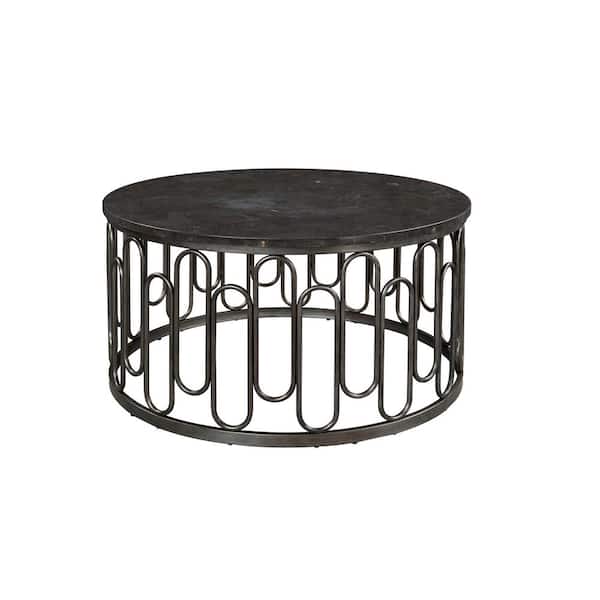 Lane Home Furnishings Marbella 36 in. Dark Gray 18 in. Round Marble Cocktail Table Featuring Base Only