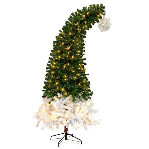 6 ft. Pre-Lit LED Slim Santa Hat-Shape Artificial Christmas Tree with 250 Warm White Lights 839 Branch Tips