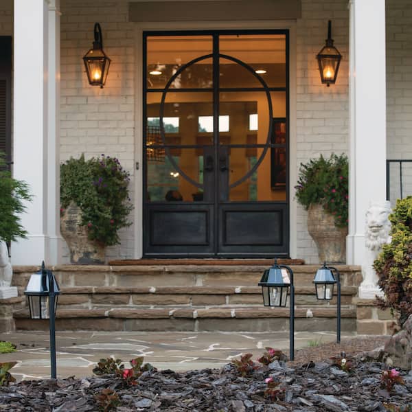 GAMA SONIC Shepherd Hook 1-Light Black Outdoor Garden Solar Warm White LED Pathway Landscape Light with Light Bulb Included