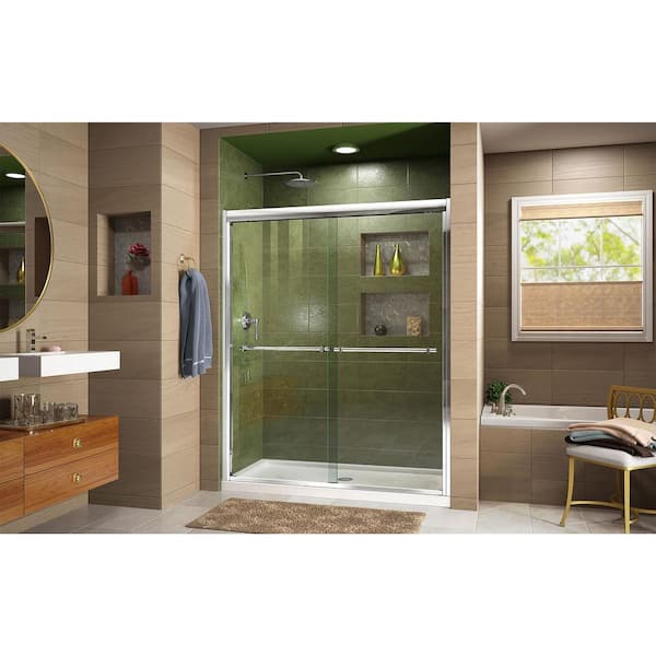 Duet 56 in. to 60 in. W x 72 in. H Bypass Sliding Semi-Frameless Shower Door in Chrome