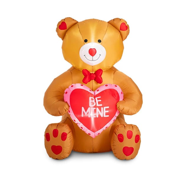 Glitzhome 65 in. Lighted Valentine's Inflatable Bear with Heart Decor  2019400016 - The Home Depot
