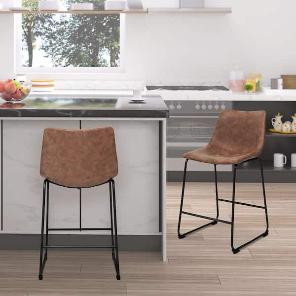 Maypex 24 In Camel Faux Leather, Inmod Bar Stools