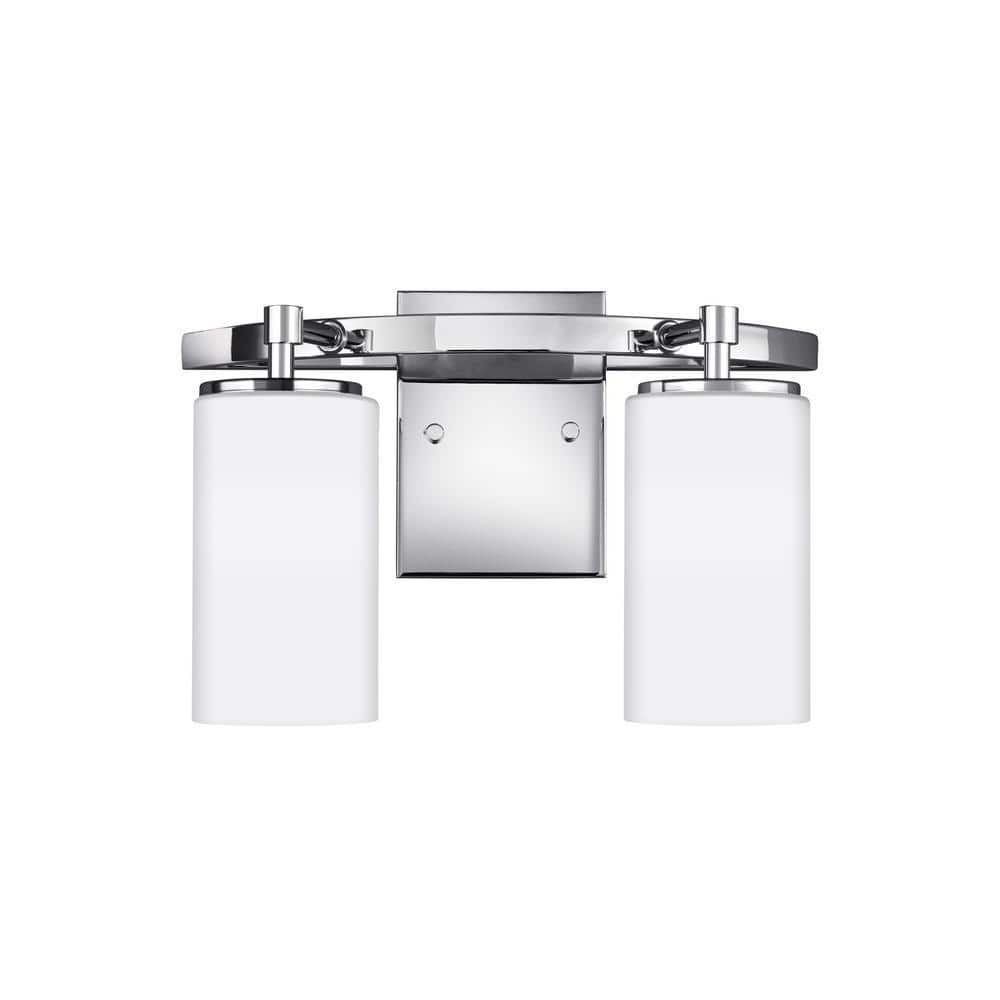 Alturas Chrome Cylinder 2-Light Wall Sconce with Etched White Glass