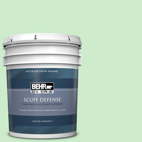 BEHR ULTRA 5 gal. #P390-2 Chilled Mint Extra Durable Satin Enamel Interior Paint & Primer