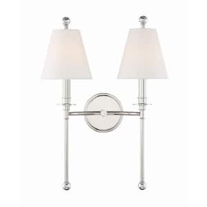 Riverdale 15 in. 2-Light Polished Nickel Wall Sconce