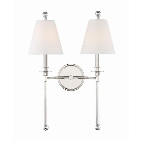 Crystorama Riverdale 15 in. 2-Light Polished Nickel Wall Sconce