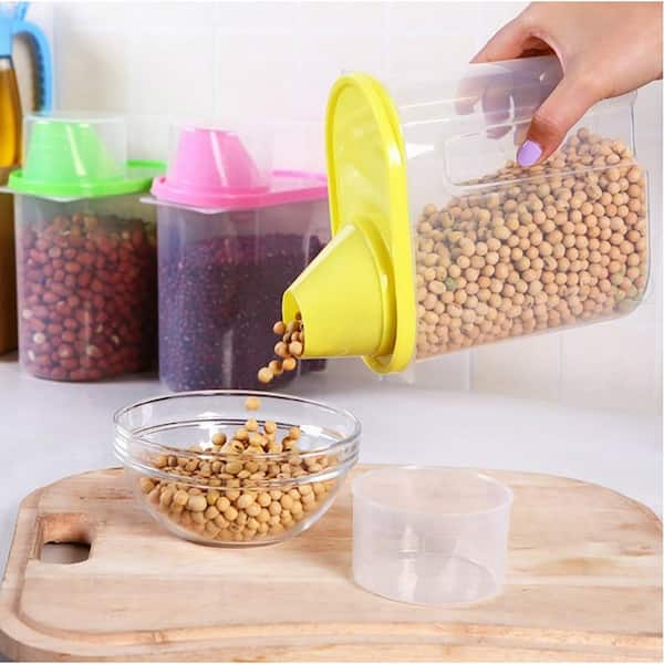 BPA-Free Plastic Food Saver-Kitchen Food Cereal Storage Containers with Graduated Cap Set of 3 Small