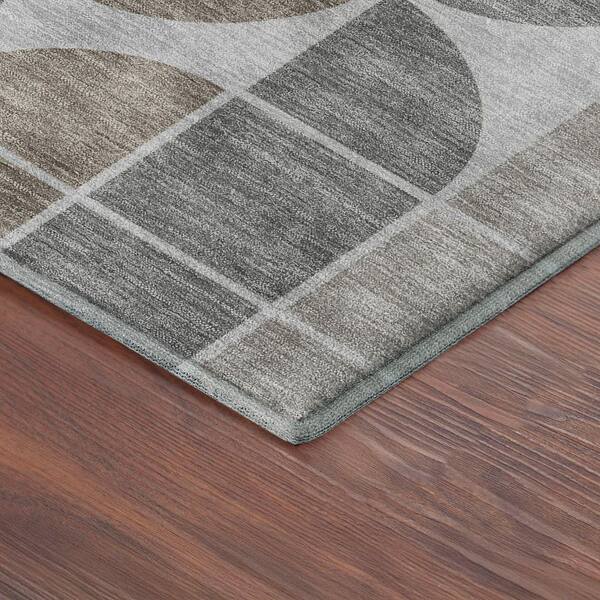 Mayfield Premium Machine Washable Abstract AMF2418 Silver 10 ft. x 14 ft. Area Rug