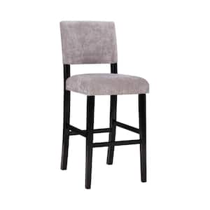 Carolyn 30 in. Gray High Back Wood Bar Stool with Polyester Seat