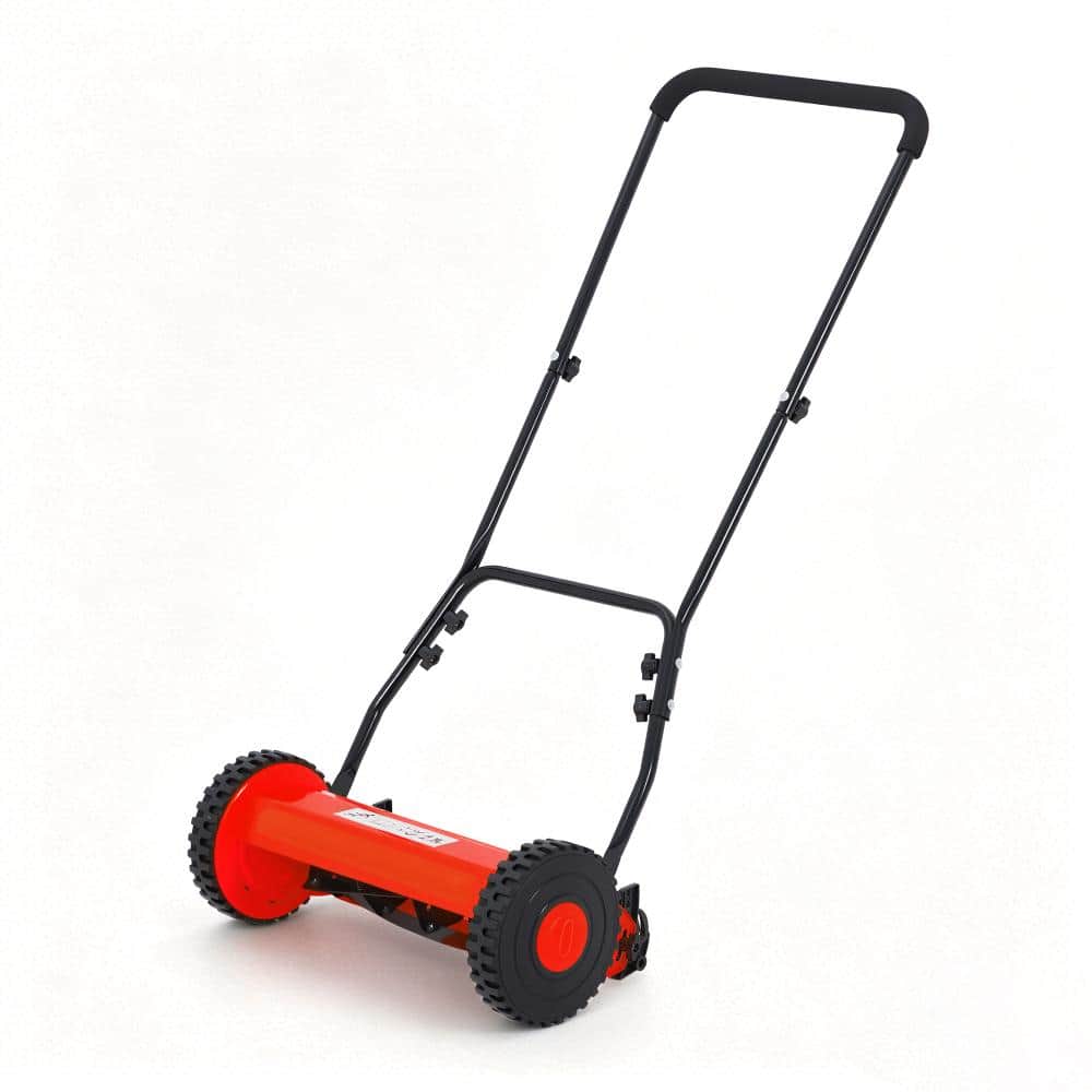 Collapsible 14 in.Red 5-Blade Manual Push Reel Lawn Mower with Adjustable Cutting Height for Small Lawns price history on PriceWatchPro