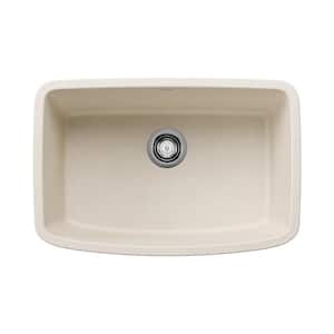 Valea 27 in. x 18 in. Undermount Single Bowl Granite Kitchen Sink in Soft White