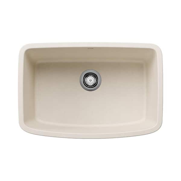 Blanco Valea 27 in. x 18 in. Undermount Single Bowl Granite Kitchen Sink in Soft White