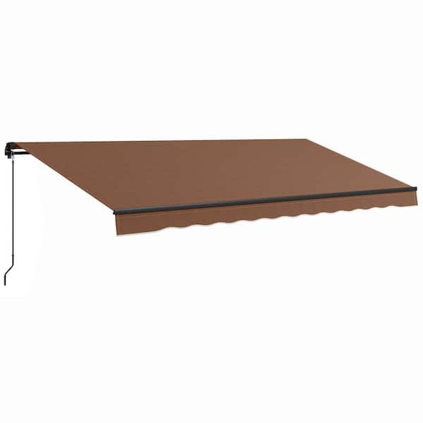 Outsunny 118 in. Retractable Awning, Patio Awning Sunshade Shelter with Manual Crank Handle (190 in. Projection) in Brown