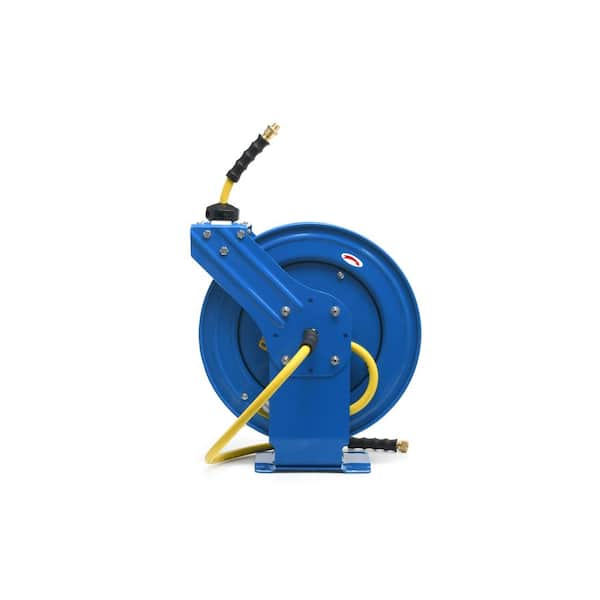 1/2 in. x 100 ft. Heavy Duty Rubber Air Hose and Dual Arm Powder-Coated Steel Hose Reel
