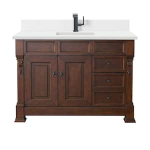 Brookfield 48.0 in. W x 23.5 in. D x 34.3 in. H Single Bathroom Vanity in Warm Cherry with White Zeus  Quartz Top