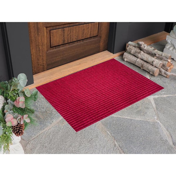 Indoor Outdoor Doormat Maroon 24 in. x 36 in. Coco Loop Floor Mat