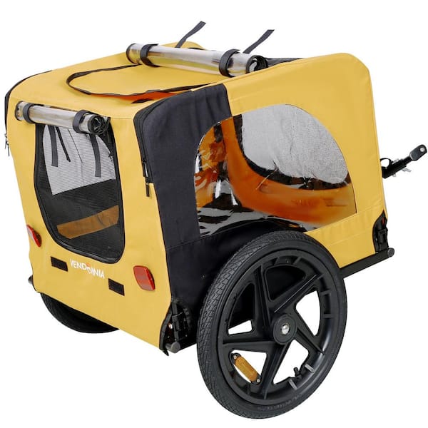 Runesay Yellow Outdoor Heavy-Duty Foldable Utility Pet Stroller Dog  Carriers Bicycle Trailer DODCARR-YELL - The Home Depot