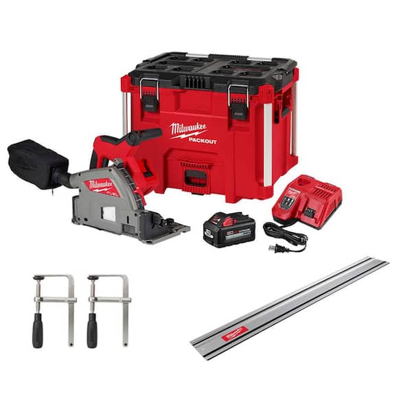 Milwaukee M18 FUEL 18V Lithium-Ion Brushless Cordless 6-1/2 in. Plunge Track Saw Kit w/55 in. Track Saw Guide Rail & Track Clamps