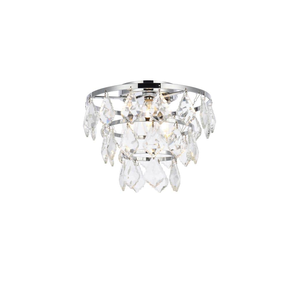 Timless Home 10 in. 3-Light Contemporary Chrome Flush Mount with No Bulbs I
