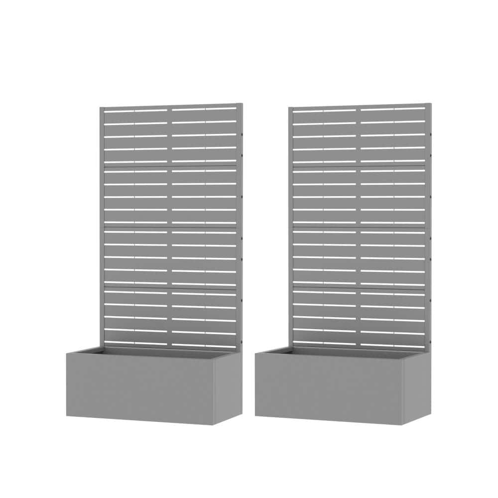 59 in. H x 30 in. W Gray Planter Box Set with Trellis and Wheels Elevated Lattice Planter in Louver Pattern price history on PriceWatchPro