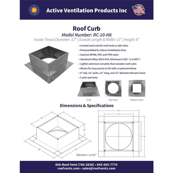 Active Ventilation Box is 13 Wide x 13 Long x High