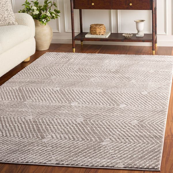 Revive 5 x 8 Taupe/Ivory Chevron Area Rug
