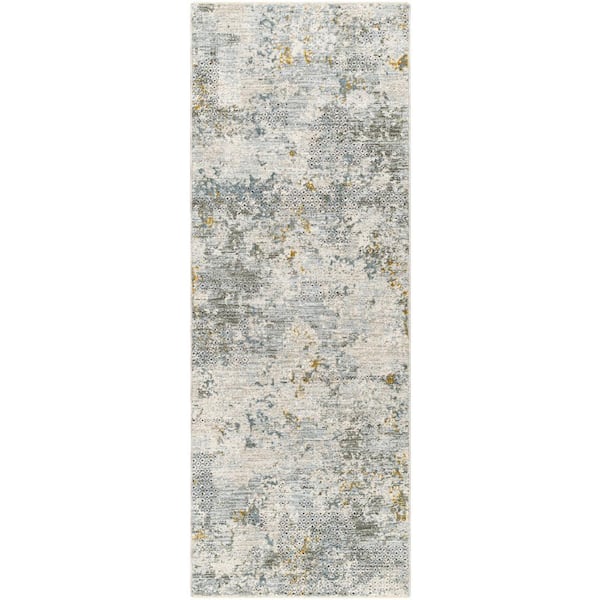 Dresden 2 ft. x 7 ft. Green/Gray Abstract Indoor Runner