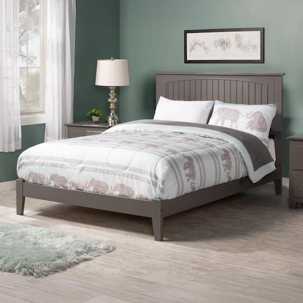 AFI Nantucket Grey Full Solid Wood Frame Low Profile Platform Bed with Attachable USB Device Charger