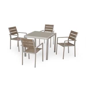 Cape Coral 30 in. Silver 5-Piece Metal Square Outdoor Dining Set