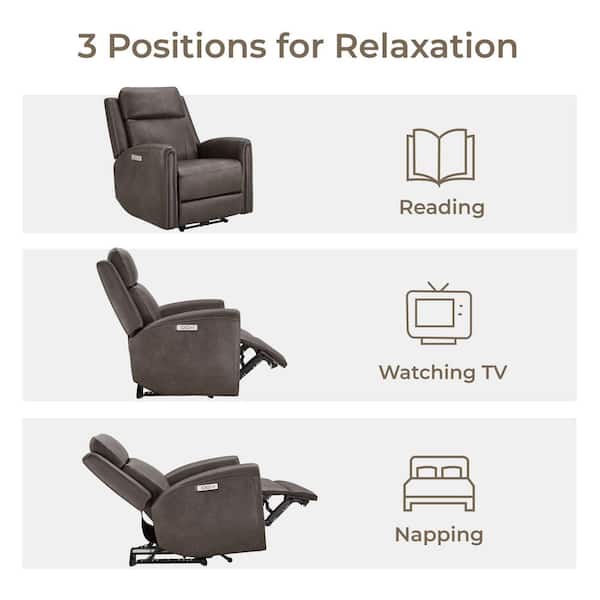 Spruce & Spring Nia Chocolate Faux leather Zero Wall Recliner with