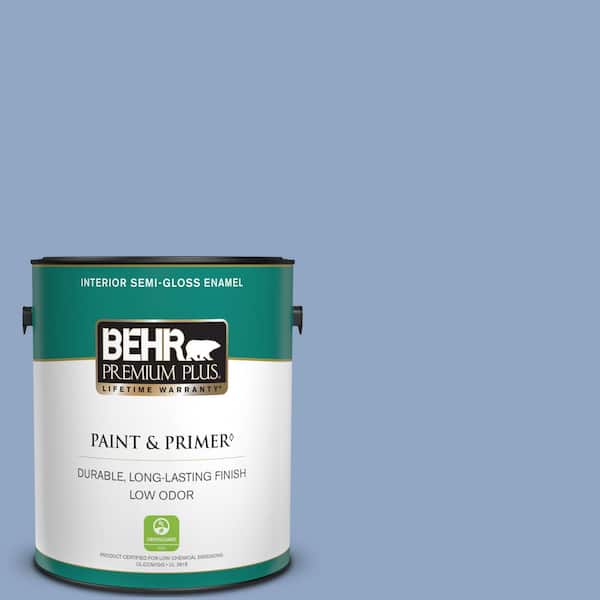 BEHR PREMIUM PLUS 1 gal. #PPU15-13 Blue Hydrangea Semi-Gloss Enamel Low Odor Interior Paint & Primer