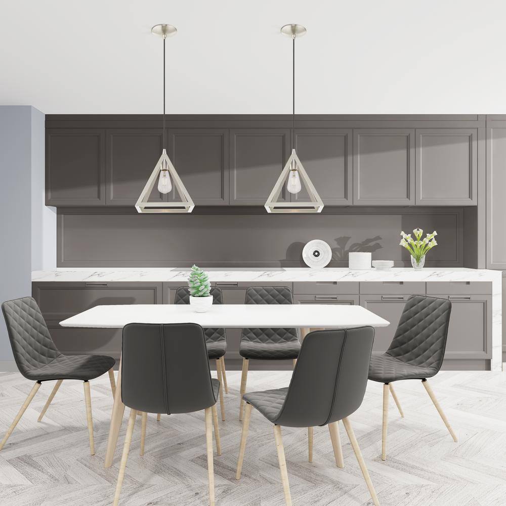 Brushed Nickel Mini Pendant Light with Geometric Shade