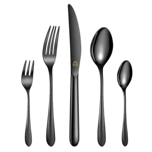 60-Piece Black Stainless Steel Flatware Set (Service for 12)