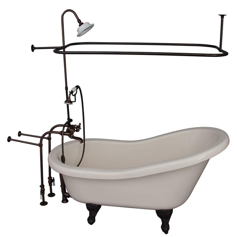 5 ft. Acrylic Ball and Claw Feet Slipper Tub in Bisque with Oil Rubbed Bronze Accessories price history on PriceWatchPro