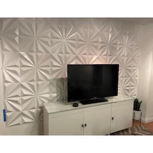 19.7 in. x 19.7 in. 32 sq. ft. White PVC 3D Wall Panel Star Textured for Interior Wall Decor (Pack of 12-Tiles)