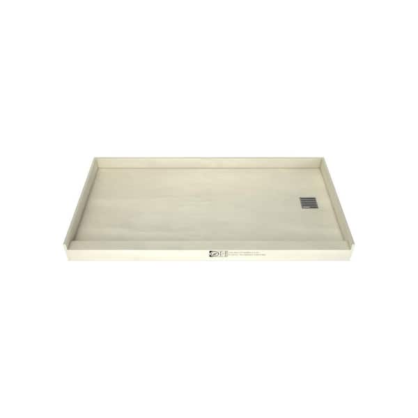 Redi Base 30 in. L x 60 in. W Alcove Single Curb Tileable Shower Pan Base with Right Drain in Brushed Nickel