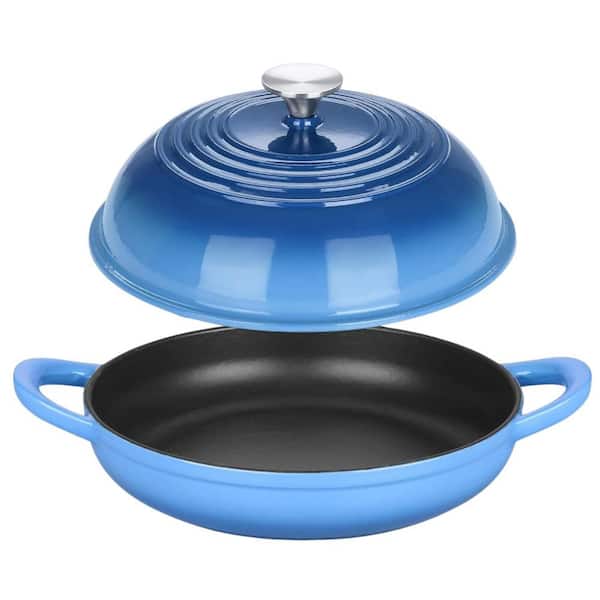 1 Piece Blue Enameled Cast Iron Dutch Oven Pot with Lid Non-Stick Oven-Safe Even Heat Sourdough Bread Pan