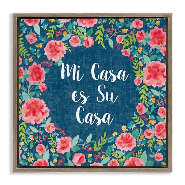 Stupell Industries Florals Our House by Harriet Sussman Brown Floater Frame Typography Graphic Art Print 18 in. x 18 in.