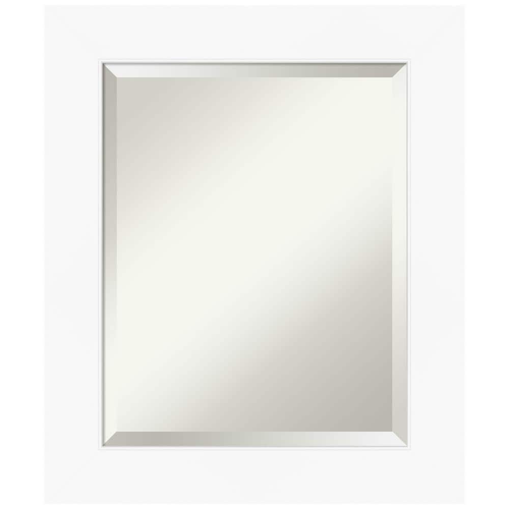 Contemporary Cabinet White Matte Finish Beveled Bathroom Mirror 21x25