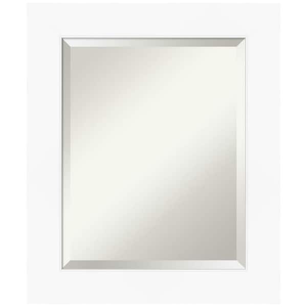 Amanti Art Medium Rectangle Matte White Beveled Glass Modern Mirror (25.5 in. H x 21.5 in. W)