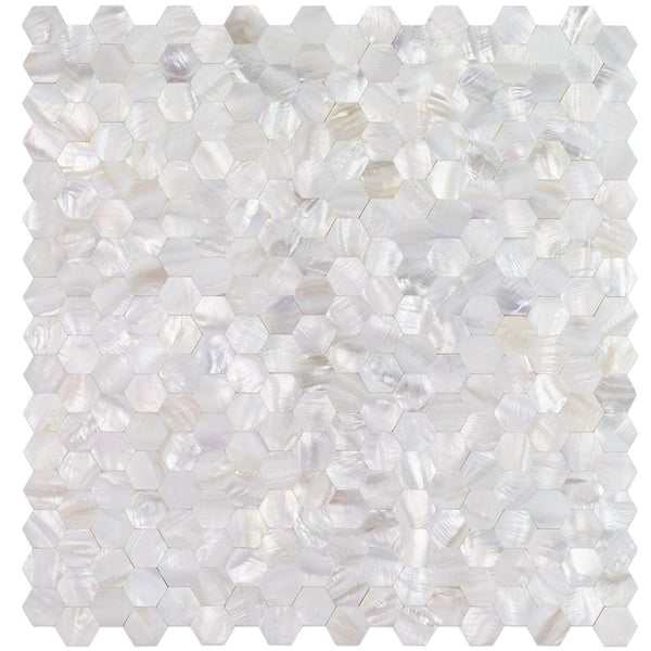 Ivy Hill Tile Lokahi White Hexagons Pearl 3 in. x 6 in. Mosaic Tile Sample