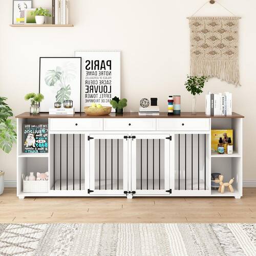 XL Dog Crate Furniture for Dogs, Large Wooden Dog Kennel with