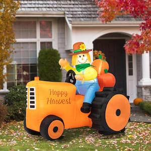 7 ft. Fall Lighted Inflatable Tractor Decor
