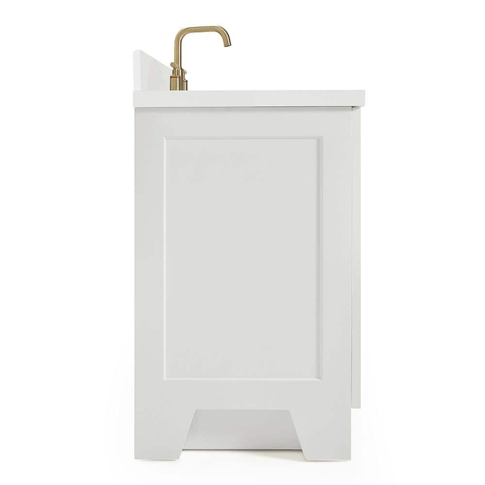 Taylor 30" White Freestanding Vanity Cabinet with Brass Hardware