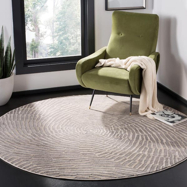 Meadow 8 ft. x 8 ft. Taupe Abstract Round Rug